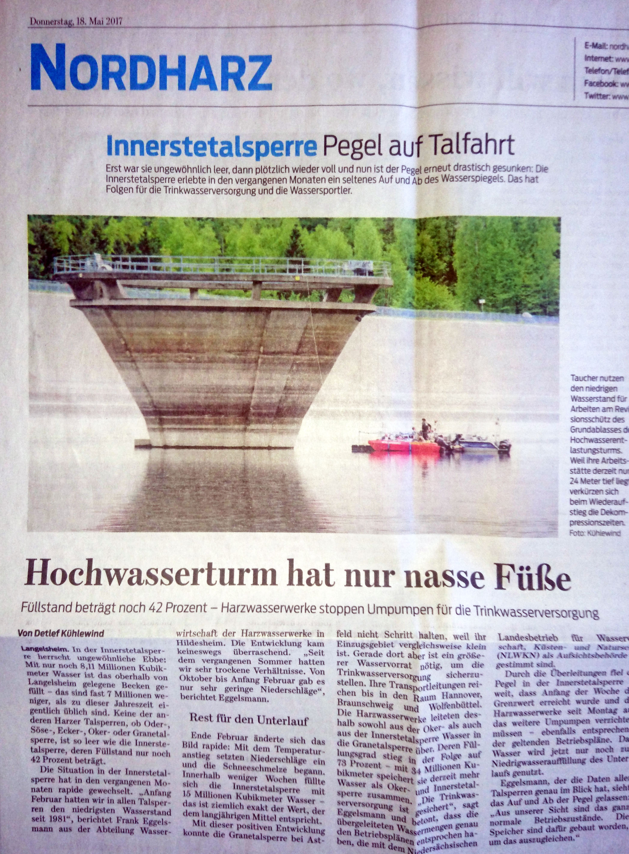 Der Hochwasserturm hat nur noch nasse Füße